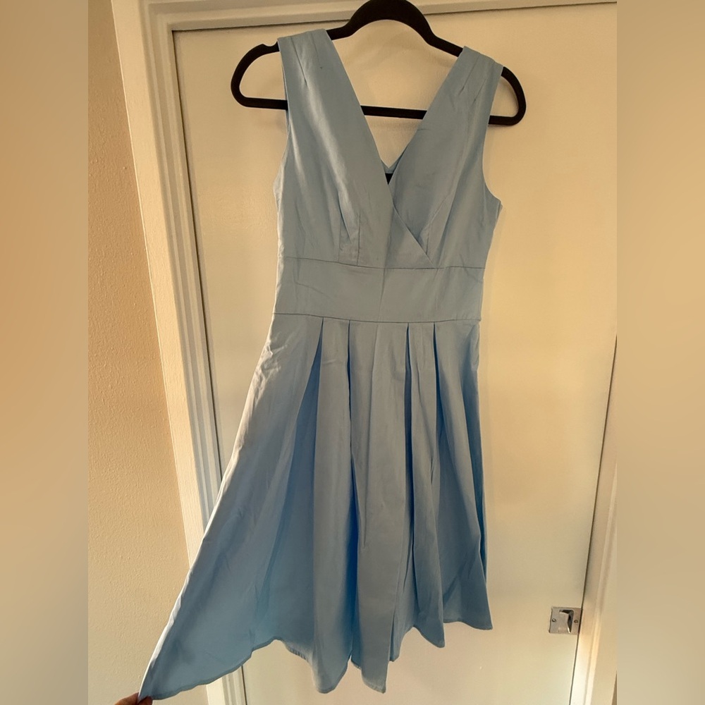 Cotton Light Blue Retro Dress